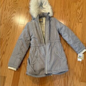 Michael Kors Kids Gray Jacket with Faux Fur Hood
